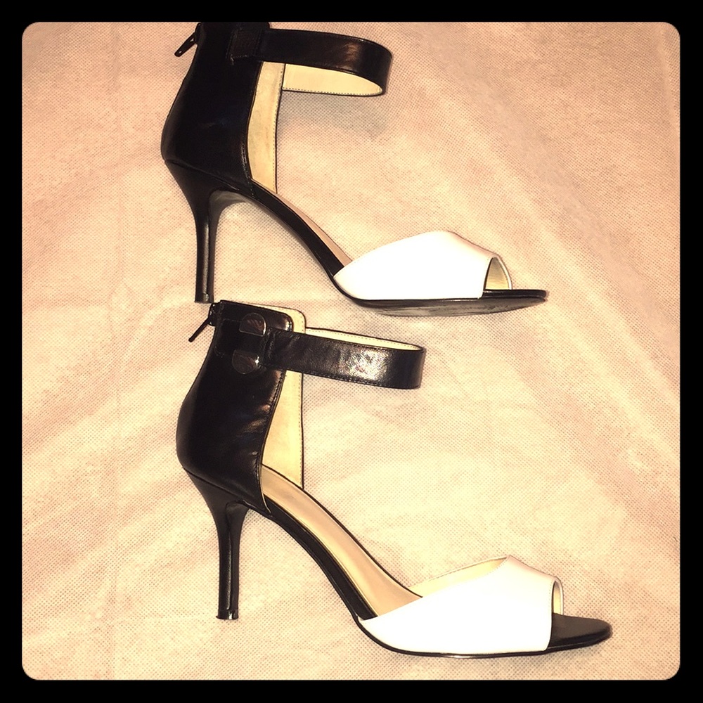 Black and white high heels